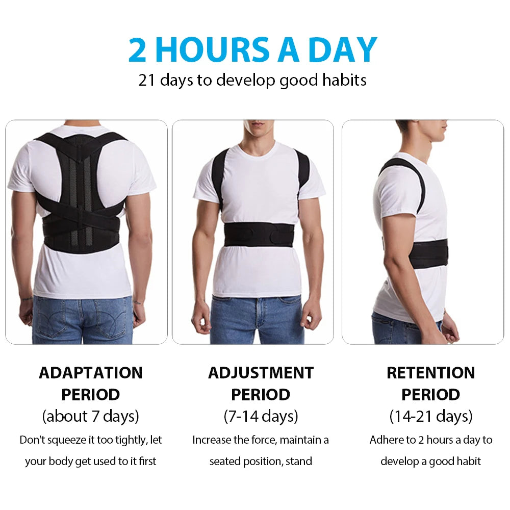 Lumbar Support Back Brace and Adjustable Shoulder Posture Corrector for Scoliosis Relief for Men and Women