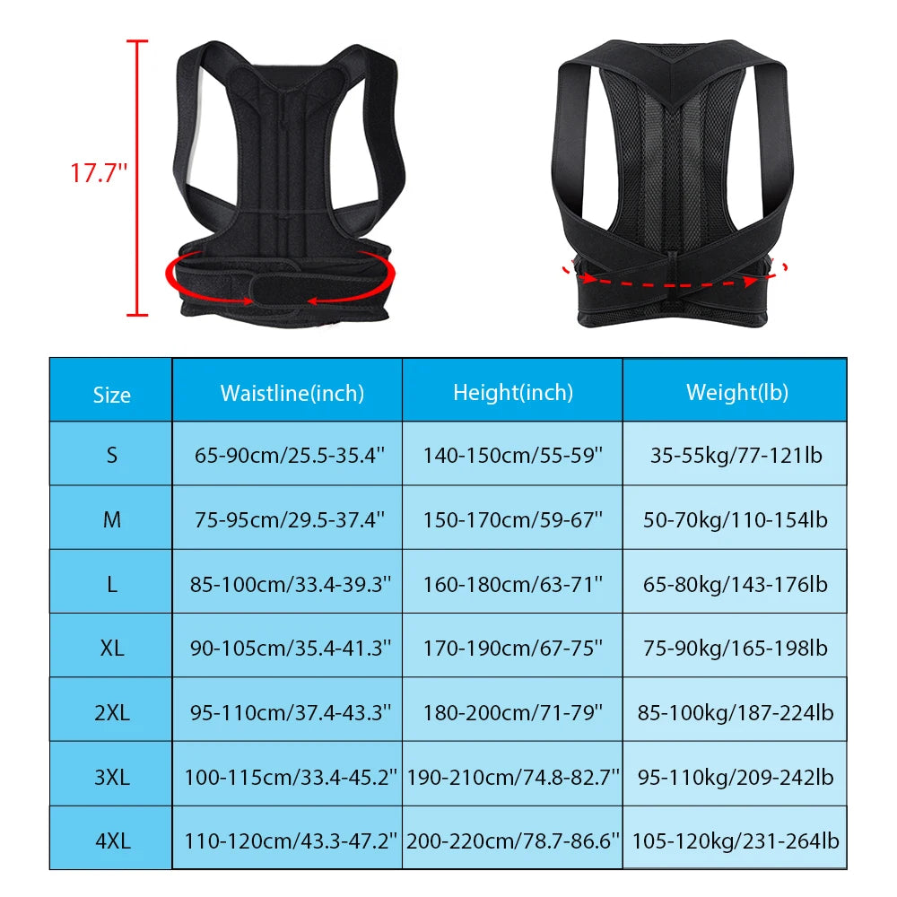 Lumbar Support Back Brace and Adjustable Shoulder Posture Corrector for Scoliosis Relief for Men and Women