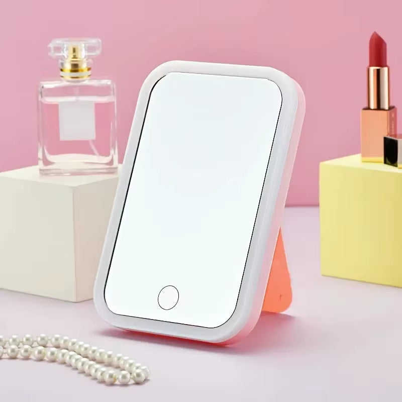 Portable Desktop Makeup Vanity with Adjustable LED Mirror - Compact and Functional Design