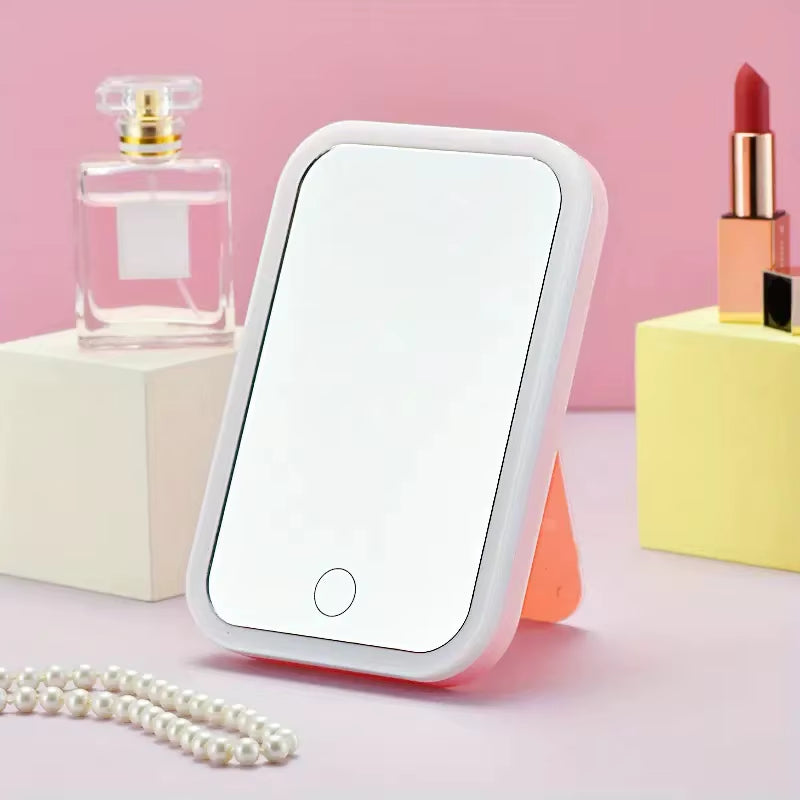 Portable Desktop Makeup Vanity with Adjustable LED Mirror - Compact and Functional Design