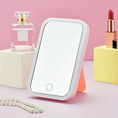 Portable Desktop Makeup Vanity with Adjustable LED Mirror - Compact and Functional Design