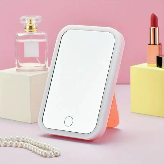 Portable Desktop Makeup Vanity with Adjustable LED Mirror - Compact and Functional Design