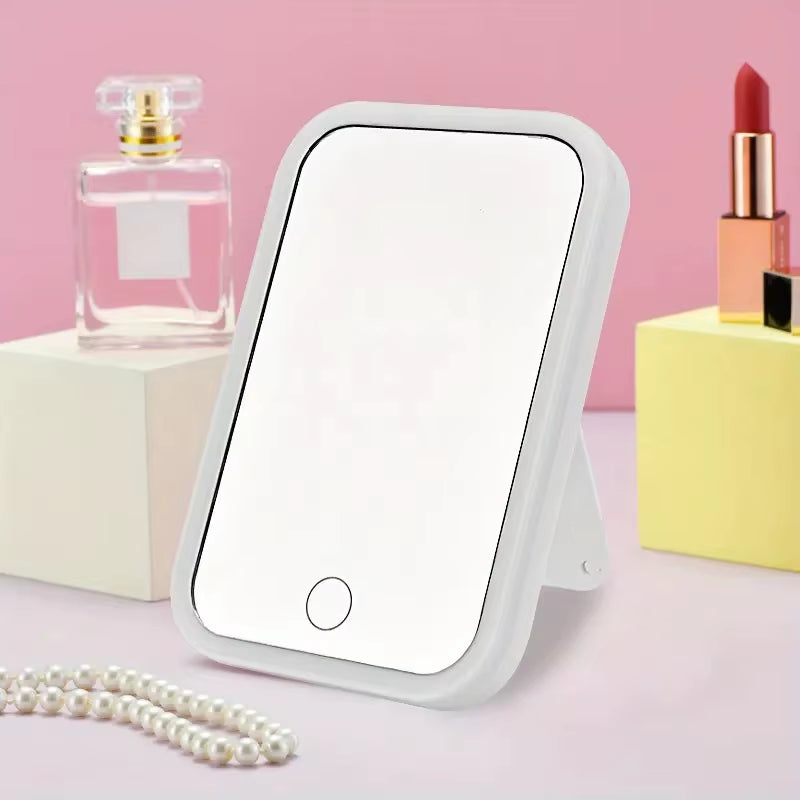 Portable Desktop Makeup Vanity with Adjustable LED Mirror - Compact and Functional Design
