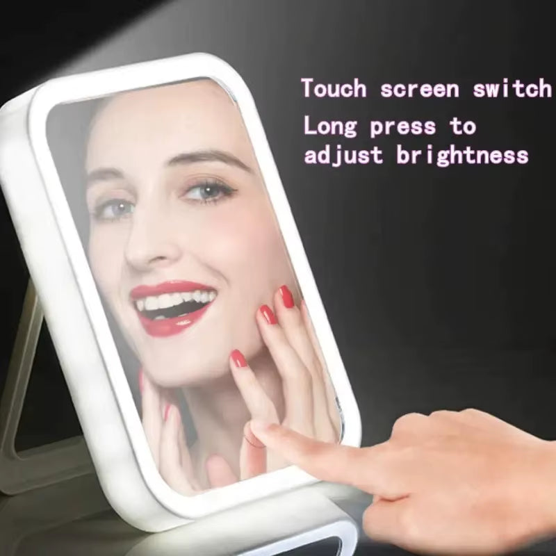 Portable Desktop Makeup Vanity with Adjustable LED Mirror - Compact and Functional Design